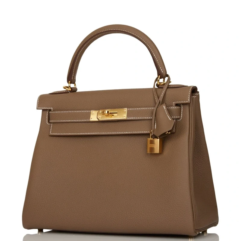 Hermès KELLY 28 RETOURNE VEAU TOGO ETOUPE GHW K28TE 4
