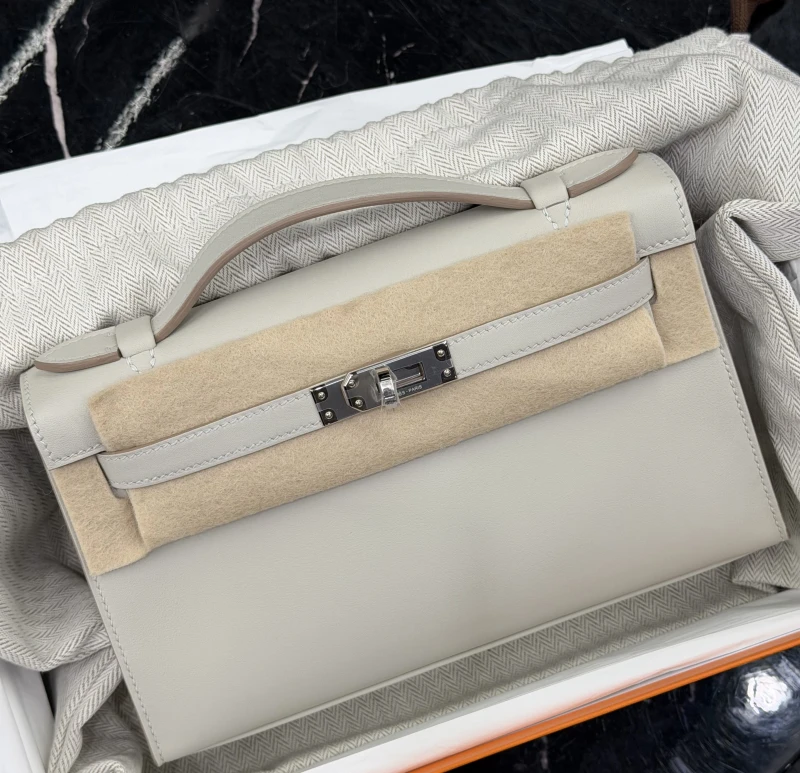 Hermès KELLY POCHETTE VEAU SWIFT GRIS PERLE PHW KPSGP 8