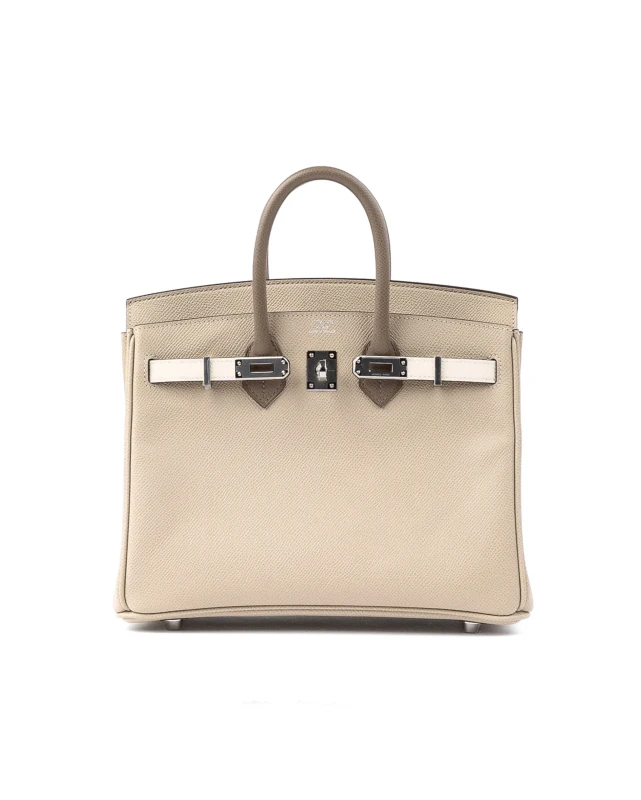 Hermès BIRKIN 25 RETOURNE EPSOM TRENCH/CRAIE/ETOUPE PHW B25ETRICOLOUR 4