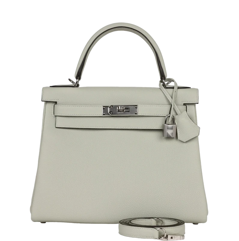 Hermès Kelly Retourne 28 Taurillon Clemence Gris Neve PHW H028693CK0W 1
