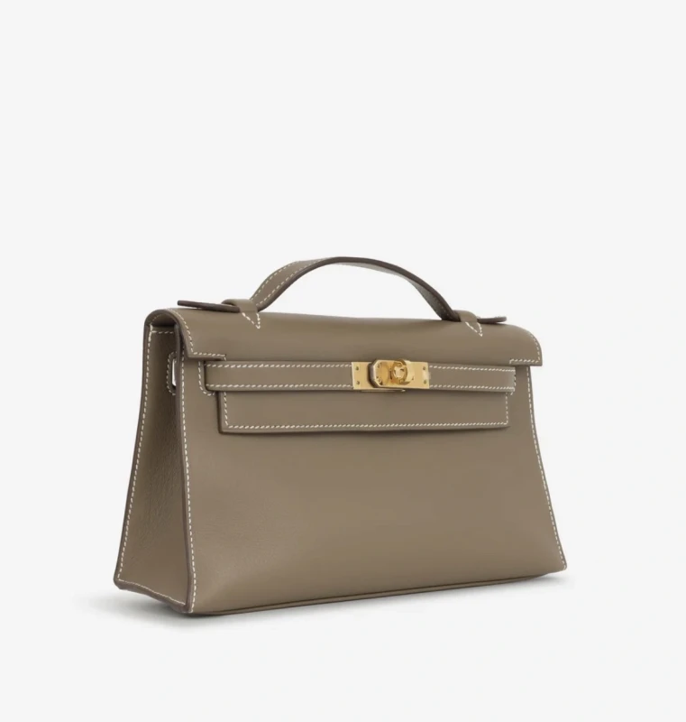 Hermès Kelly Pochette Veau Swift Etoupe GHW KPSP 3