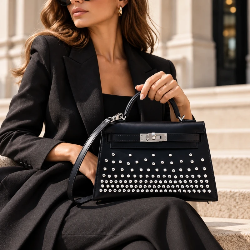 Hermès KELLY CLOUTE MINI 20 BOX CALFSKIN NOIR PHW K20CLOUTEMINI