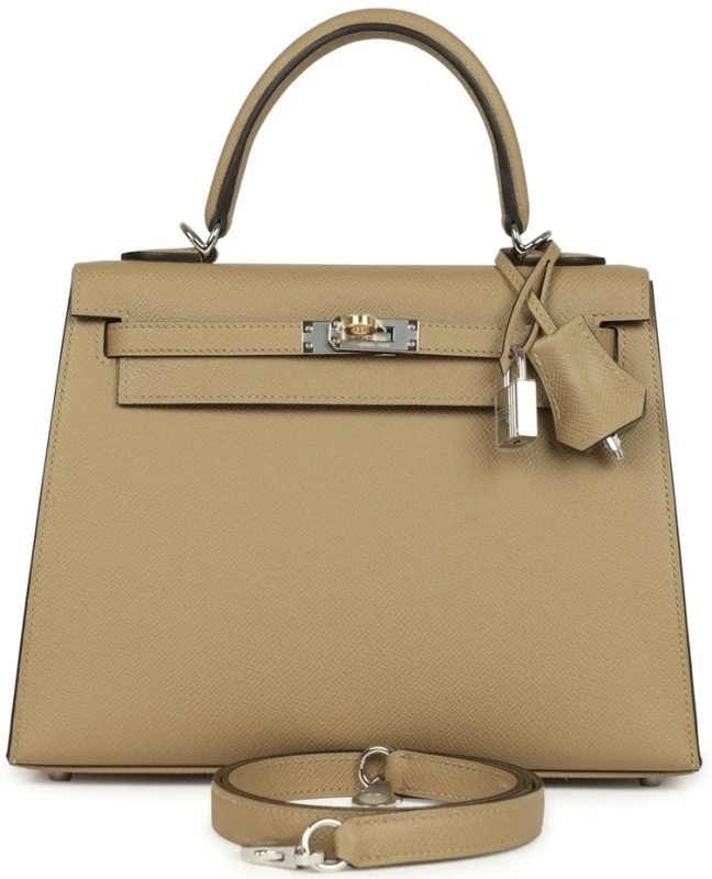 KELLY SELLIER 25 VEAU EPSOM POUSSIERE ELECTRUM HARDWARE