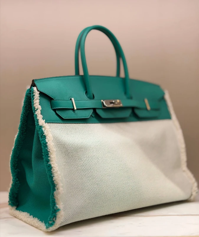 Hermès Birkin Fray 35 Swift / Toile Vert Menthe B35Toile 3