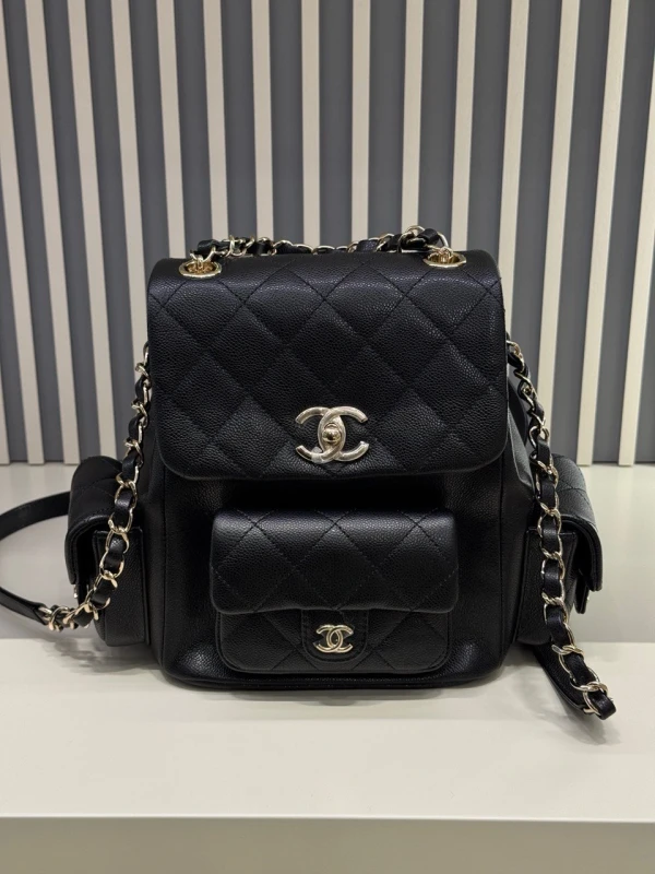 Chanel CAVIAR SKIN BLACK DUMA BACKPACK AS4398B 3