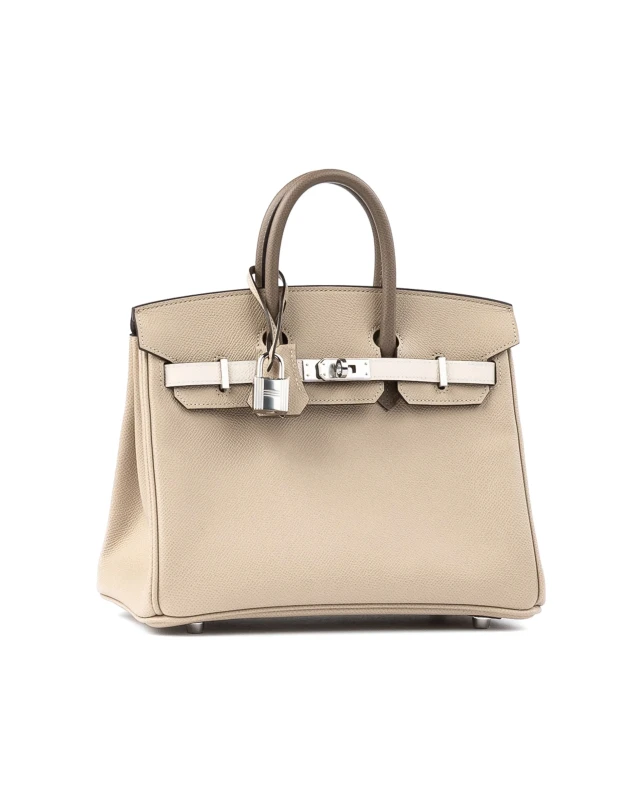 Hermès BIRKIN 25 RETOURNE EPSOM TRENCH/CRAIE/ETOUPE PHW B25ETRICOLOUR 2