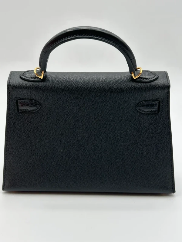 Hermès KELLY 20 MINI EPSOM/ALLIGATOR MISSISSIPPIENSIS NOIR/NOIR GHW K20EAN 3