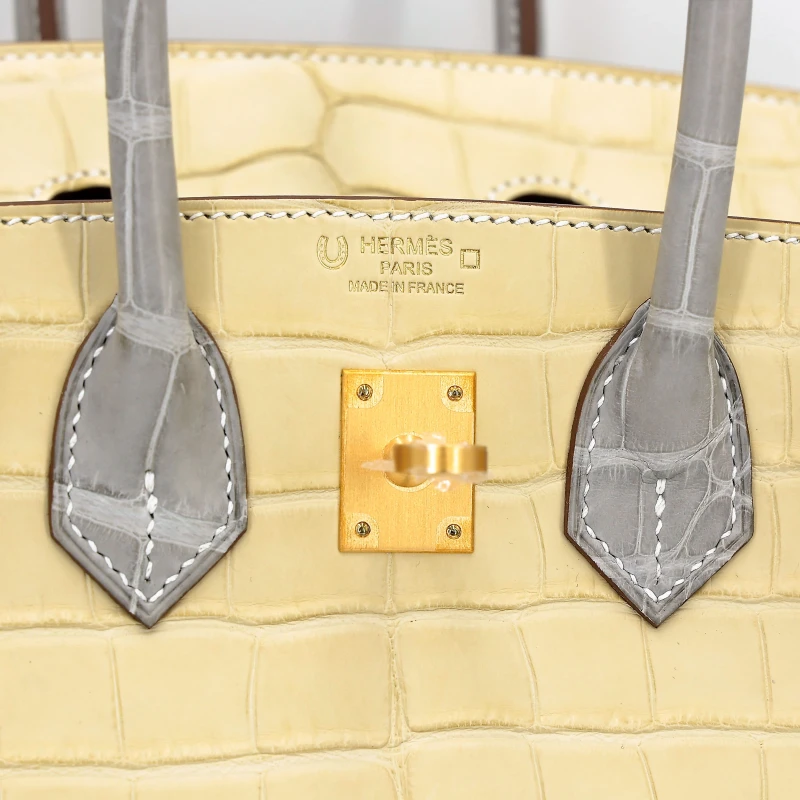 Hermès Birkin 25 HSS Vanille Gris Perle Matte Alligator BGHW B25AVGP 7