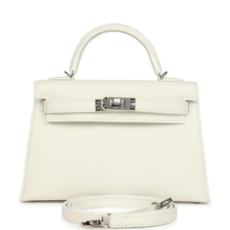 KELLY 20 MINI VEAU EPSOM NEW WHITE PHW