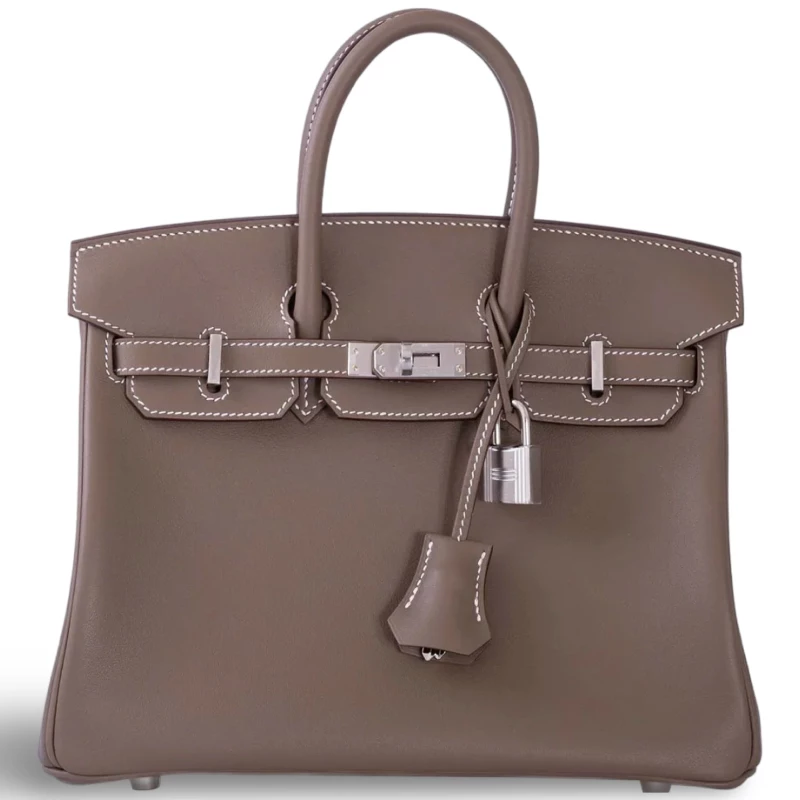 BIRKIN 25 VEAU SWIFT ETOUPE PHW