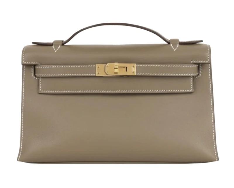 Kelly Pochette Veau Swift Etoupe GHW