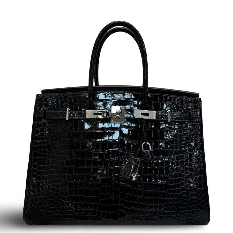 Hermès BIRKIN 35 CROCODILE LISSE NOIR PHW B35CSN 3