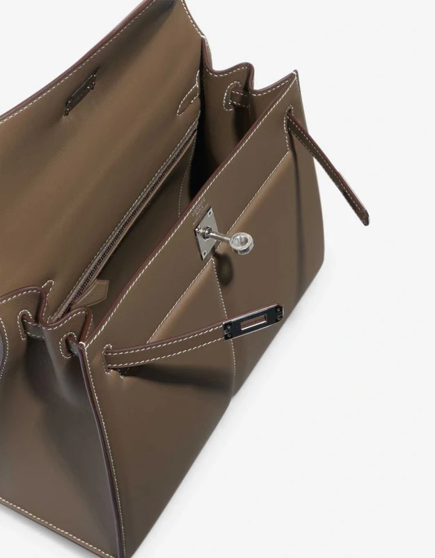 Hermès KELLY 25 SWIFT PADDED SELLIER ETOUPE PHW K25SE 5
