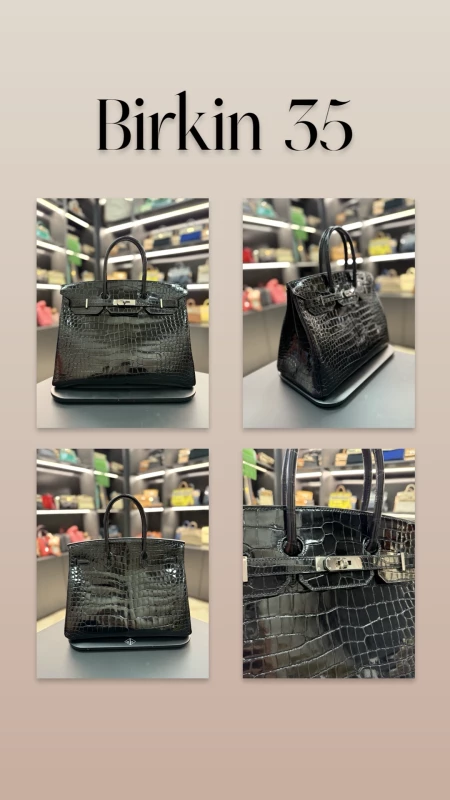 Hermès BIRKIN 35 CROCODILE LISSE GRAPHITE PHW B35CSG 3