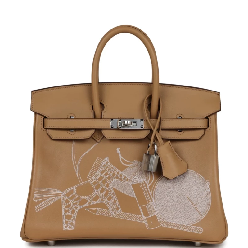 BIRKIN 25 IN & OUT LIMITED EDITION VEAU SWIFT BISCUIT PHW