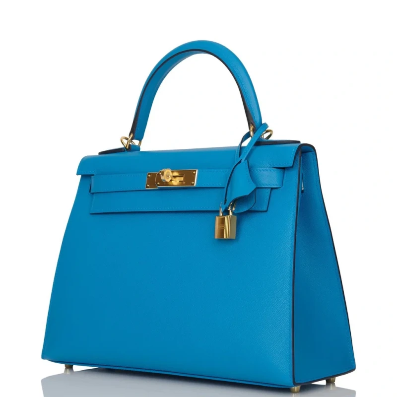 Hermès Kelly Sellier 28 Veau Madame Bleu Frida GHW K28MBF 6