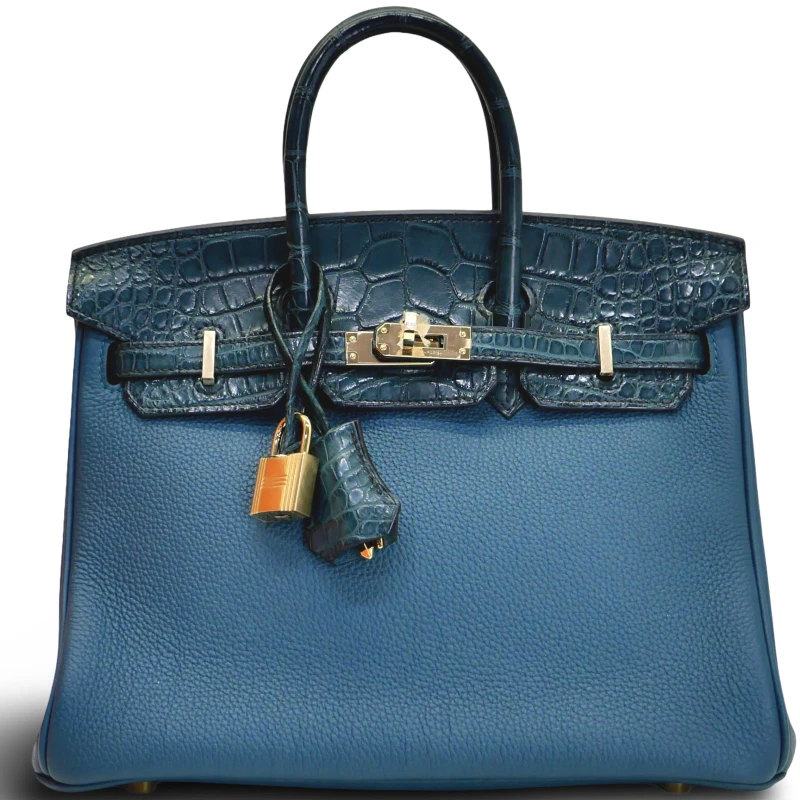 Hermès BIRKIN TOUCH 25 VEAU TOGO ALLIGATOR MATTE BOSPHORE PHW B25TOUCH 1