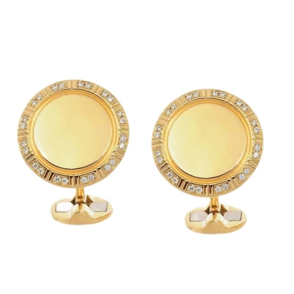 YELLOW GOLD AND DIAMOND CUFFLINKS