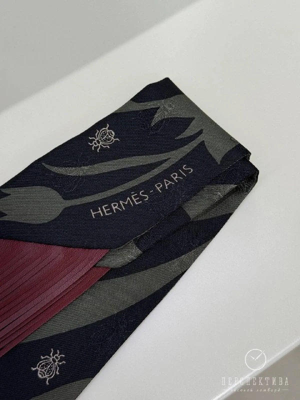 Hermès Bouquet Final leather fringe Twilly H064317S 02 3