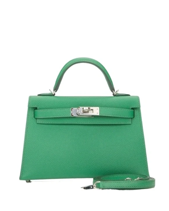 KELLY II SELLIER MINI VERSO VEAU EPSOM AE CACTUS/PAILLE PHW