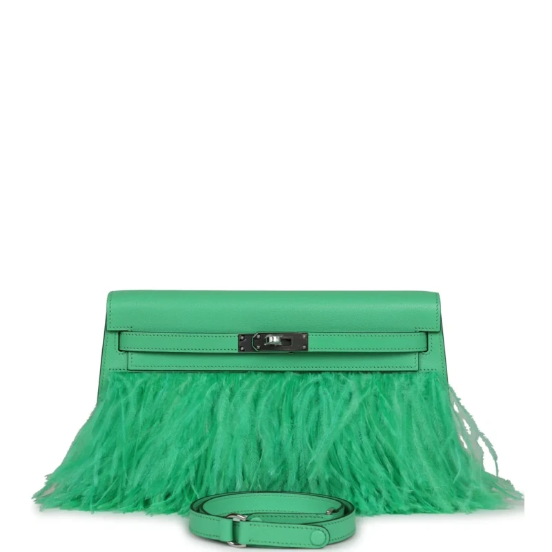 Hermès Kelly Elan Foile Vert Comics Chevre and Ostrich Feather PHW
