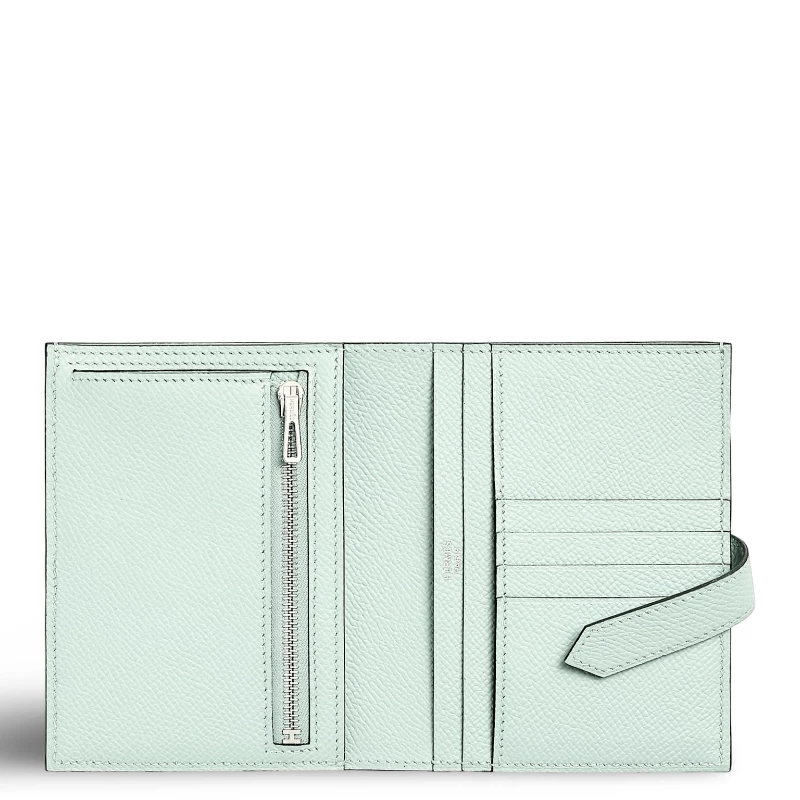 Hermès BEARN COMPACT WALLET EPSOM VERT FIZZ GHW H082875 3