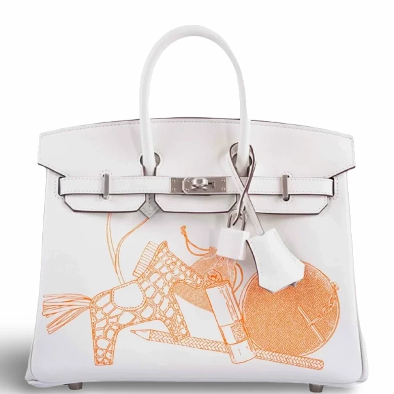 BIRKIN 25 "IN AND OUT" VEAU SWIFT BLANC PHW