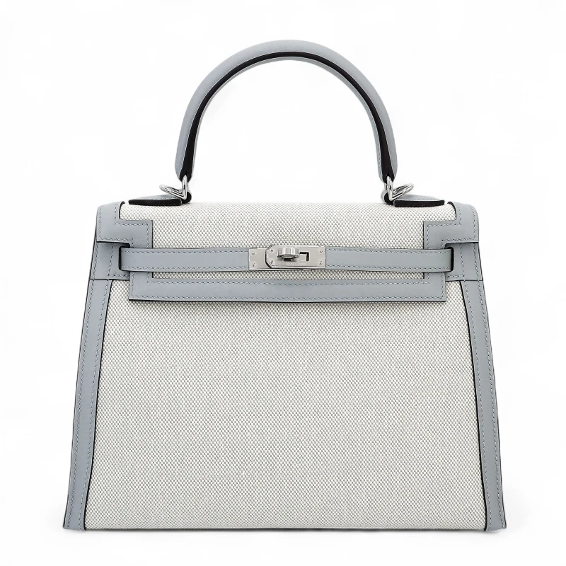 Hermès KELLY SELLIER 25  TOILE/VEAU SWIFT BLEU GLACIER PHW K25TOILE 2