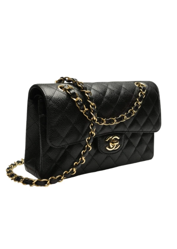 Chanel Small Classic Handbag Grained Calfskin Gold-Tone Metal Black A01113-Y01864-C3906 2