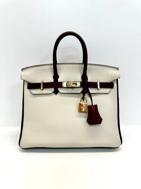 Hermès BIRKIN 25 SPECIAL ORDER TOGO BETON/ROUGE H GHW B25HSS 3