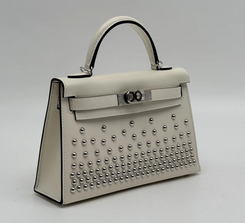 Hermès KELLY 20 VEAU BOX STUDDED CREAM PHW K20BSC 3