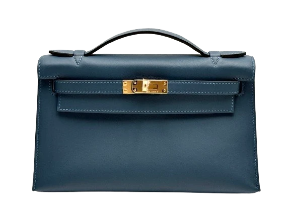 KELLY POCHETTE VEAU SWIFT BLEU DE PRUSSE GHW