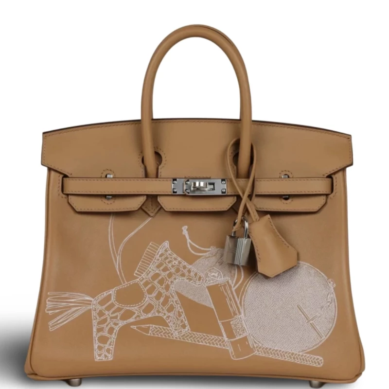 BIRKIN 25 IN & OUT LIMITED EDITION VEAU SWIFT BISCUIT PHW