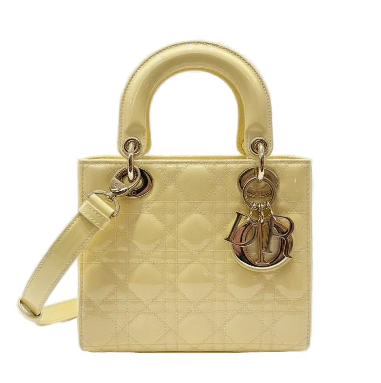 CHRISTIAN DIOR Dior Yellow Small Patent Cannage Lady Dior SmLD 1