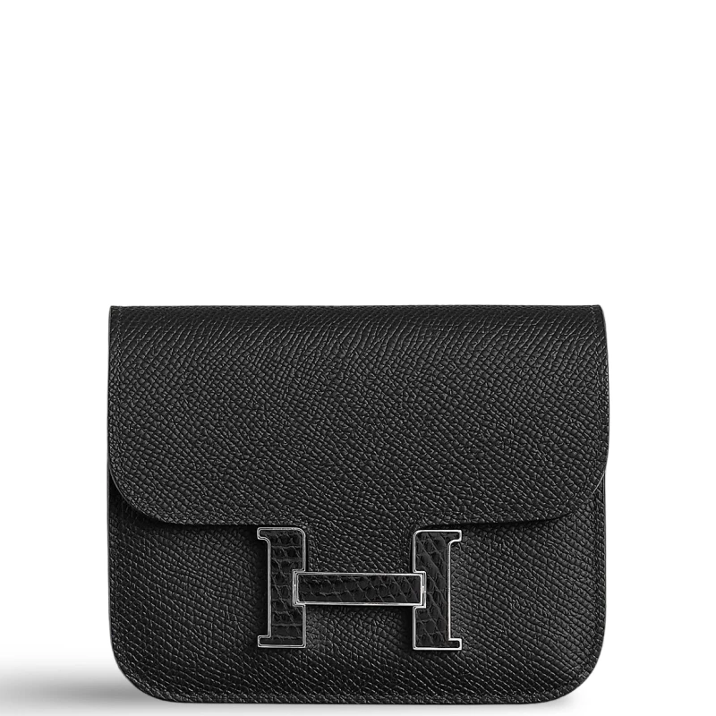 CONSTANCE SLIM WALLET EPSOM NOIR LIZARD BUCKLE