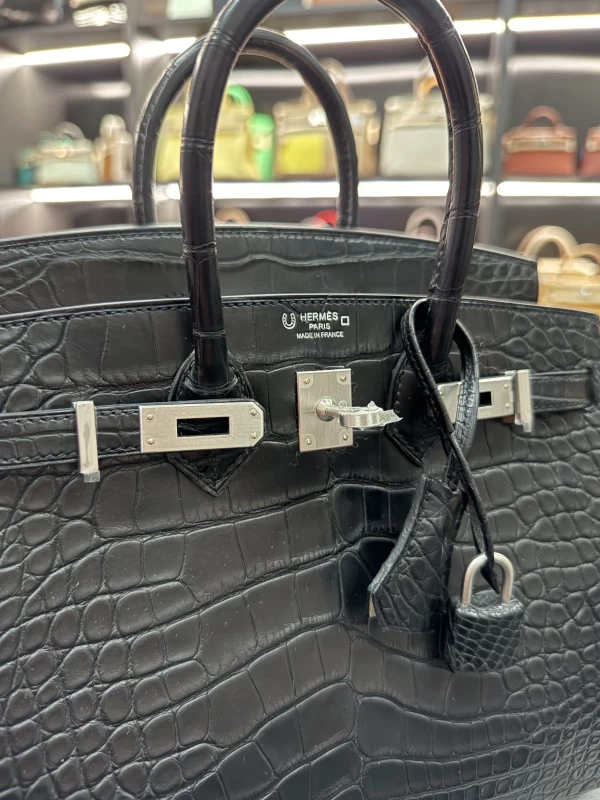 Hermès BIRKIN 25 HSS SPECIAL ORDER ALLIGATOR NOIR NATA MPHW B25HSS 4