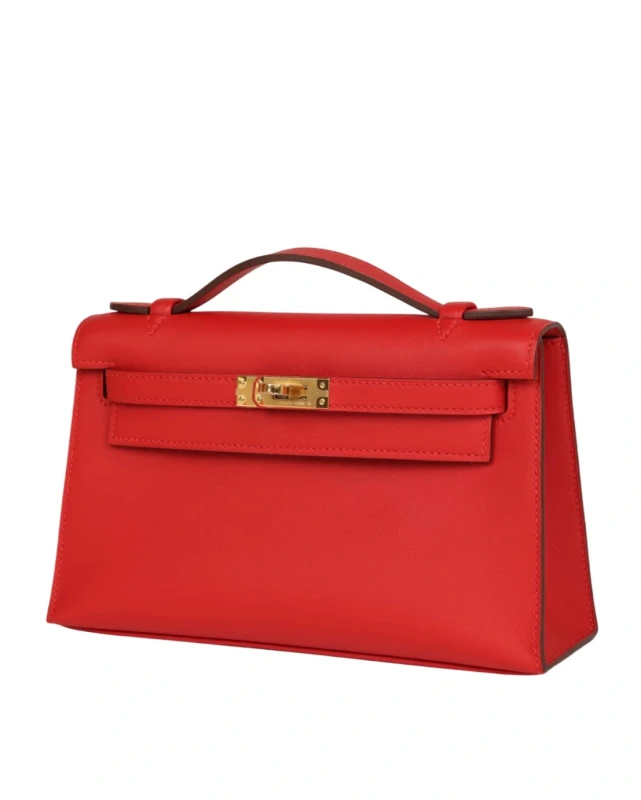 Hermès KELLY POCHETTE VEAU SWIFT ROUGE RADIEUX GHW H064929CAEW 3