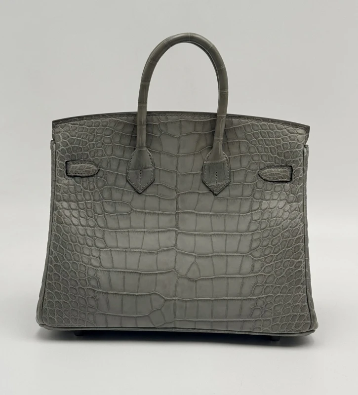 Hermès BIRKIN 25 ALLIGATOR MATTE GRIS CIMENT PHW B25AMGC 5