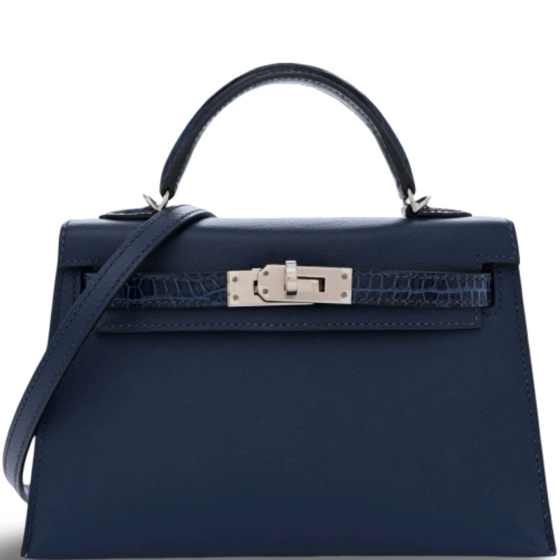 KELLY MINI TOUCH 20 ALLIGATOR SHINY / VEAU MADAME BLEU PHW