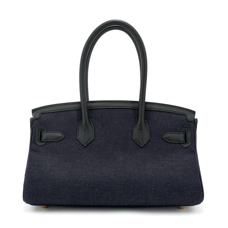 Hermès HERMÈS BIRKIN SHOULDER LIGHT 29 BAG IN BLEU INDIGO BLANC & NOIR TISSAGE JEAN PHW BS29BI 2