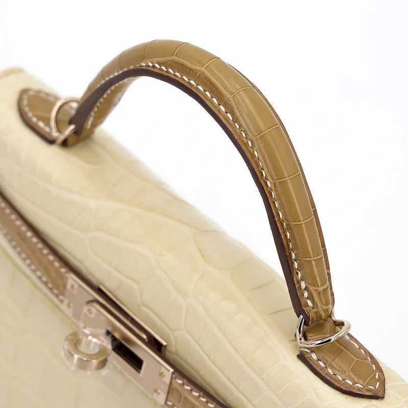 Hermès KELLY 20 HSS MATE ALLIGATOR VANILLE/KRAFT PBHW K20AKV 3