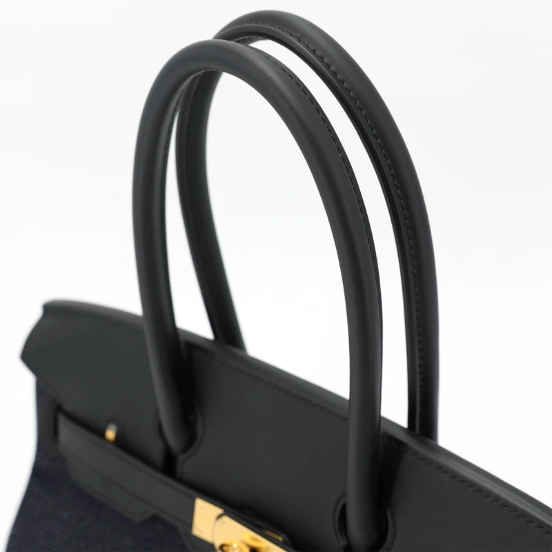 Hermès HERMÈS BIRKIN SHOULDER LIGHT 29 BAG IN BLEU INDIGO BLANC & NOIR TISSAGE JEAN PHW BS29BI 3