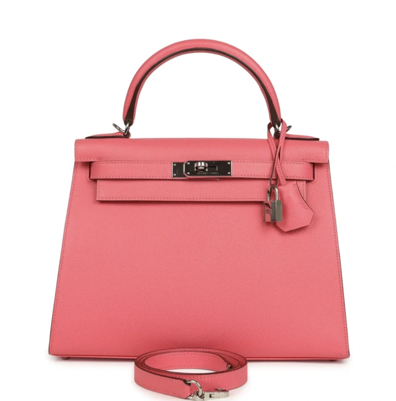 Hermès KELLY SELLIER 25 VEAU EPSOM ROSE AZALEE PHW K25RA 2