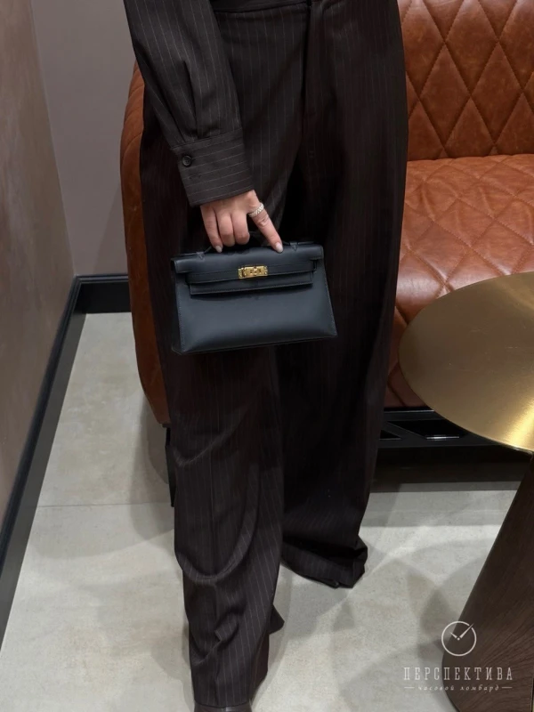 Hermès KELLY POCHETTE VEAU SWIFT NOIR GHW KPSN 2