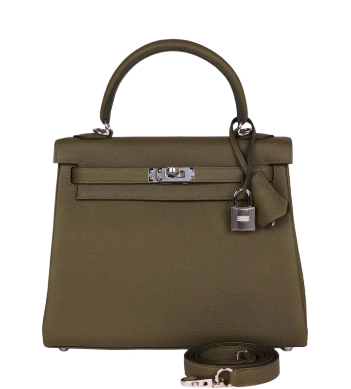 Hermès KELLY 25 VEAU TOGO VERT LODEN PHW K25TVL 2