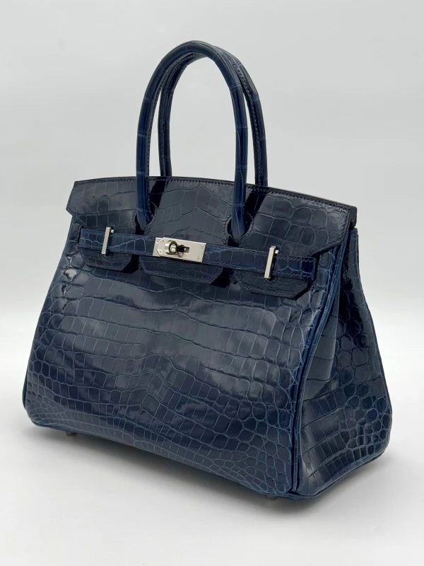 Hermès BIRKIN 30 CROCODILE SHINY BLEU BALTIQUE PHW B30 2