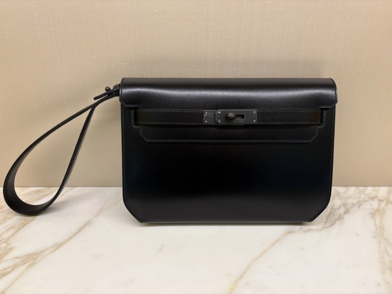 Hermès KELLY DEPECHES 25 TADELAKT NOIR NHW KD25MONOCHROME 2