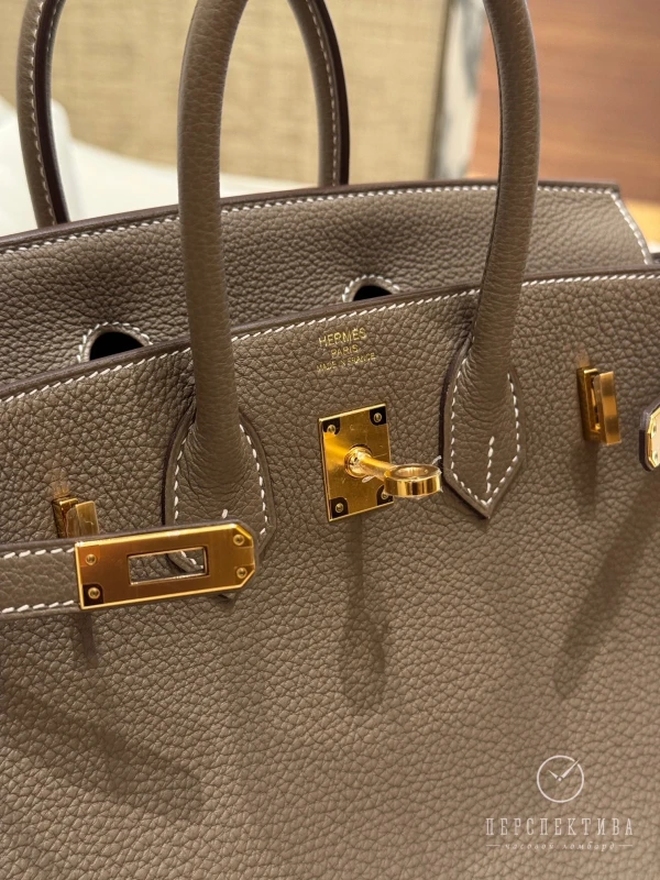 Hermès BIRKIN 25 VEAU TOGO 18 ETOUPE GHW B25TE 6
