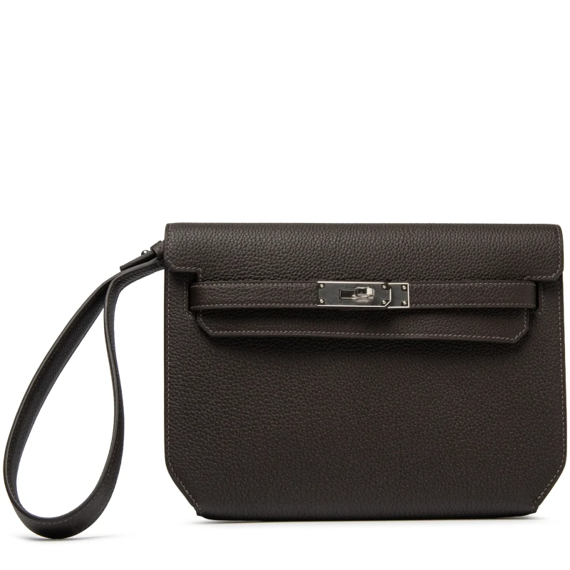 Hermès Hermes Kelly Depeches 25 Negonda Calfskin Bai Brun PHW KD25TE 2