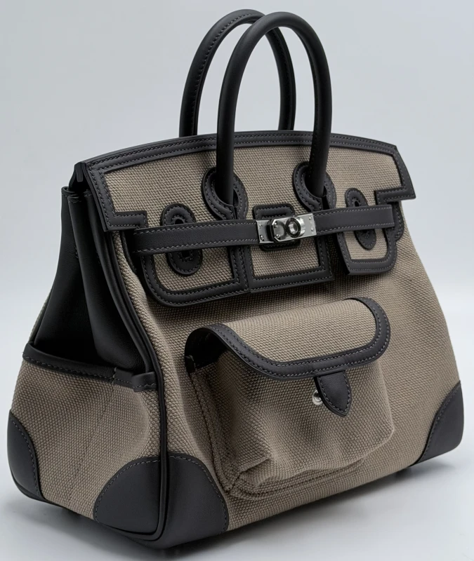 Hermès BIRKIN CARGO 25 VEAU SWIFT / TOILE MOUSSE / BAI-BRUN PHW B25Cargo 4